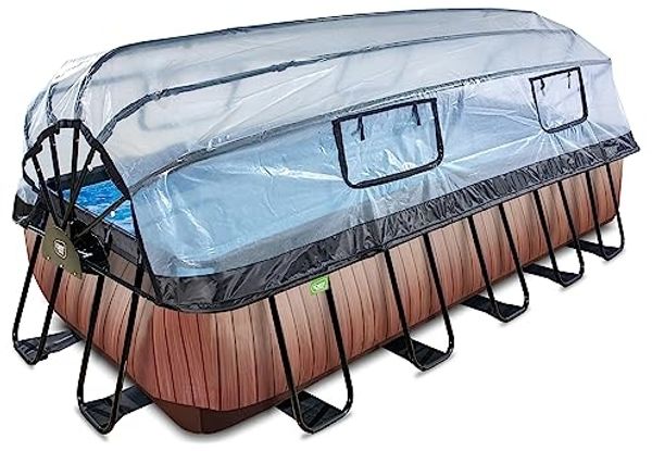 Exit Aufstellpool Framepool mit Dach | Braun | 540 x 250 x 122 cm