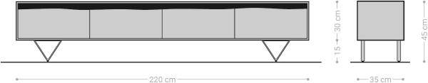 TV-Board Stonegrace Natur 220 x 35 x 45 cm Akazie 4 Türen Baumkante Bild 8