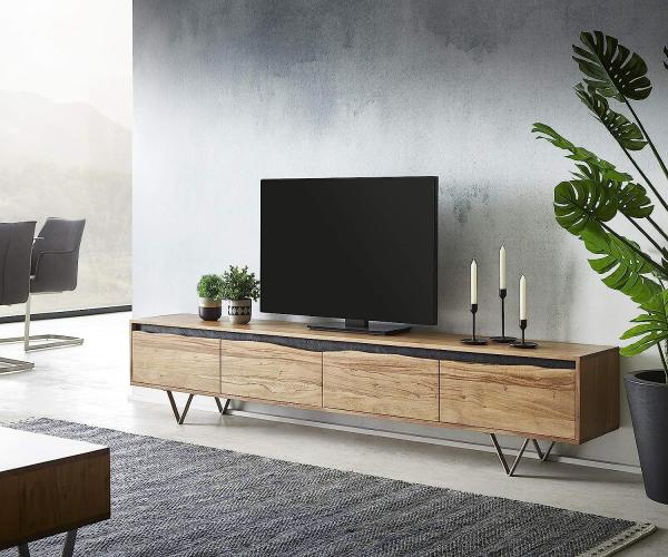 TV-Board Stonegrace Natur 220 x 35 x 45 cm Akazie 4 Türen Baumkante Bild 2