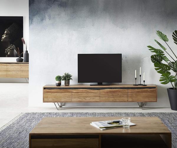 TV-Board Stonegrace Natur 220 x 35 x 45 cm Akazie 4 Türen Baumkante Bild 1