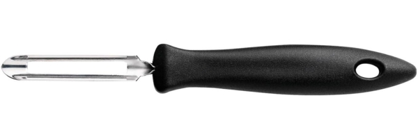 Fiskars Essential Beweglicher Schäler, Sparschäler, Gemüseschäler, Küchenschäler, Küchenhelfer, Kunststoff / Edelstahl, 6 cm, 1023787