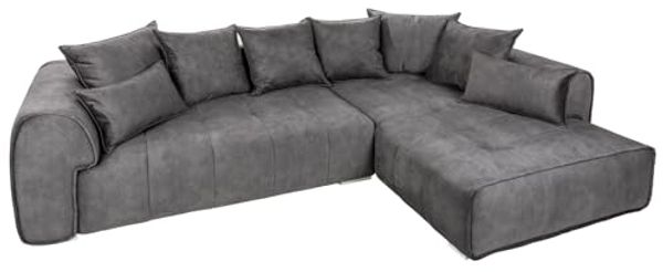 riess-ambiente Ecksofa CLAN 320cm anthrazit, Eckcouch · XXL · inkl. Kissen · Samt · Wohnzimmer · Modern Design