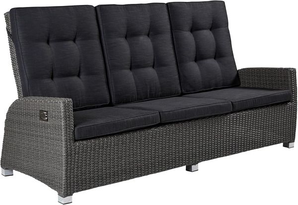 Relaxsofa Kansas 3er Sofa Garten Couch Zweisitzer Grau-Mix