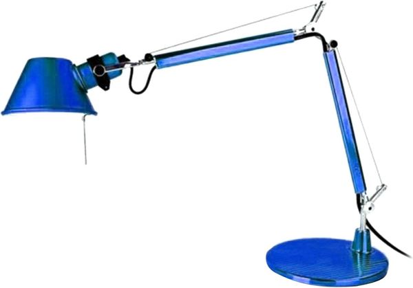 Artemide Tolomeo Micro Tischlampe mit Fuss, Länge 45 Höhe 37 max 73 cm, blau
