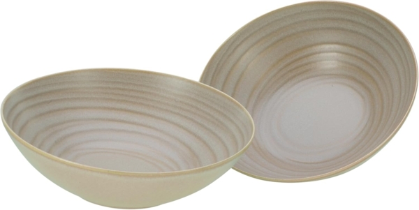 CreaTable, 33063, Serie Lava Stone Sand, 2-teiliges Geschirrset, Salatschüssel Set aus Steinzeug Ø 24 cm Sand