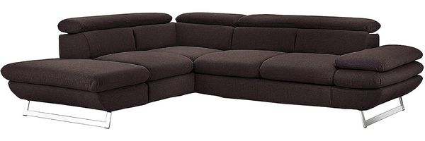 Mivano Ecksofa Prestige, Modernes L-Form-Sofa mit Ottomane, Kopfstützen und Armlehne verstellbar, 265 x 74 x 223, Strukturstoff, anthrazit