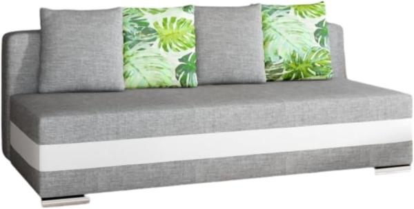 Designer Sofa Carina mit Schlaffunktion und Stauraum Grau/Weiß