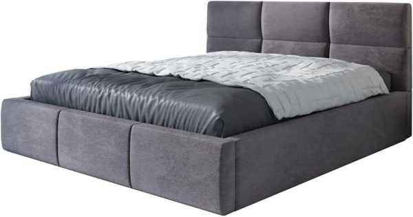 Polsterbett EMILI-OM 90x200 mit Bettkasten und Lattenrost. Farbe: Grau 16