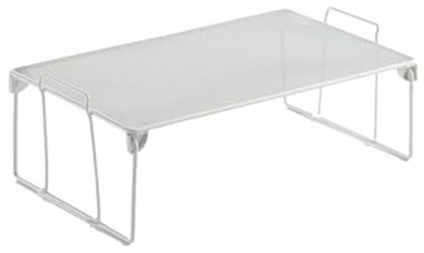 Avilia Regal mit 1 Ablage, für Küche und Bad, stapelbar, aus Metall, weiß und grau, 41 x 25,5 x 15 cm