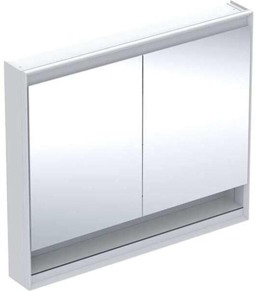Geberit ONE Spiegelschrank mit ComfortLight, 2 Türen, Aufputzmontage, mit Nische, 105 x 90 x 15 cm, 505.834.00, Farbe: weiss / Aluminium pulverbeschichtet - 505.834.00.2