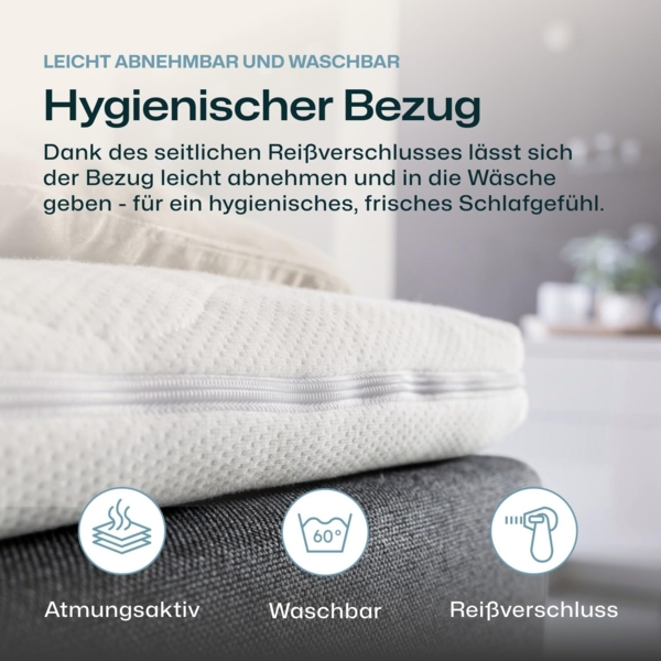 Möbelfreude Boxspringbett Boxspringbett Bea mit niedrigem Kopfteil Anthr.., Anthrazit 140x200 cm H3 7-Zonen-Taschenfederkern Matratze + Visco-Topp Bild 5