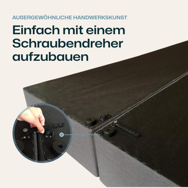 Möbelfreude Boxspringbett Boxspringbett Bea mit niedrigem Kopfteil Anthr.., Anthrazit 140x200 cm H3 7-Zonen-Taschenfederkern Matratze + Visco-Topp Bild 6