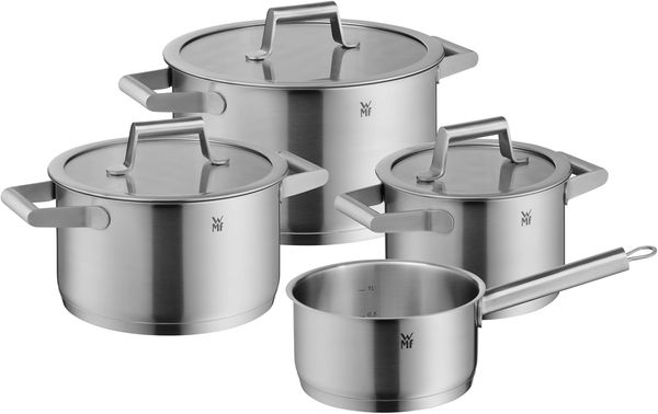 WMF Topf-Set Comfort Line Topf Set, 4-teilig, Cromargan® Edelstahl rostfrei 18/10 (Stapelbar), Induktion