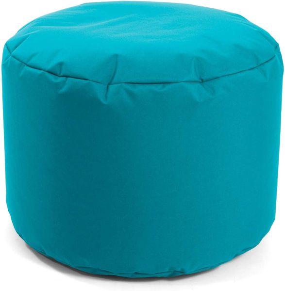 mokebo® Outdoor Pouf für Balkon & Garten 'Der Ruhepouf', runder Hocker, Leichter Sitzpouf & Beistelltisch mit EPS-Perlen Füllung, Made in Germany | Outdoorstoff in Petrol, Blau