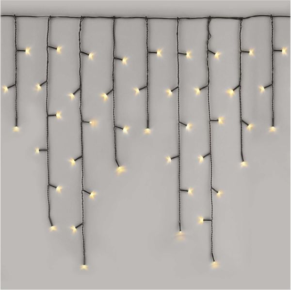 EMOS LED-Eisregen Lichterkette, 3,6m Weihnachtslichterkette + 5m Zuleitung, 200 LEDs, 8 Lichtmodi, Netzteil, IP44 für Innen und Außen, Warmweiß