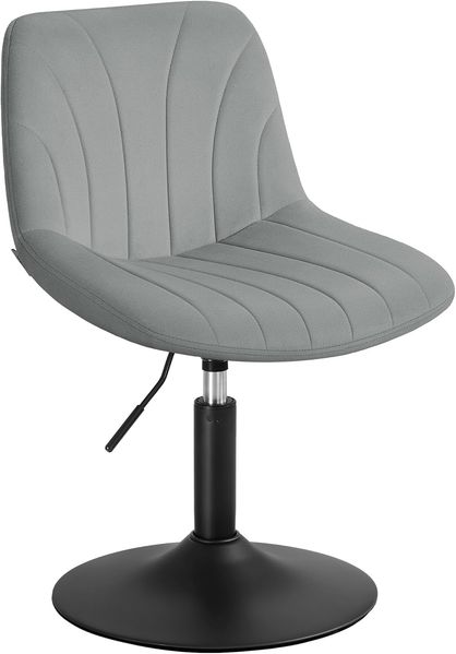 VASAGLE Schminkhocker, Schminkstuhl mit Rückenlehne, höhenverstellbar, um 360° drehbar, für Schlafzimmer, Esszimer, Samt-Bezug, Taubengrau LJB160GD01
