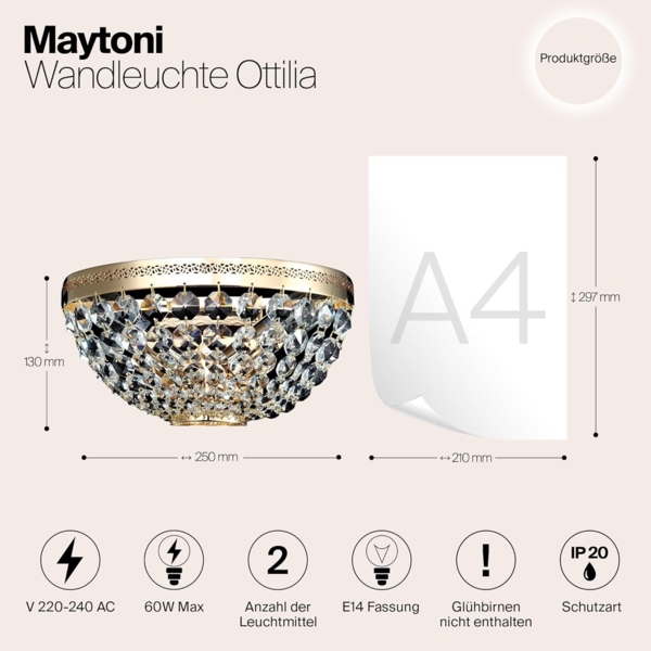Maytoni Wandleuchte Ottilia gold Bild 2