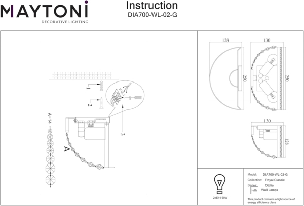 Maytoni Wandleuchte Ottilia gold Bild 5