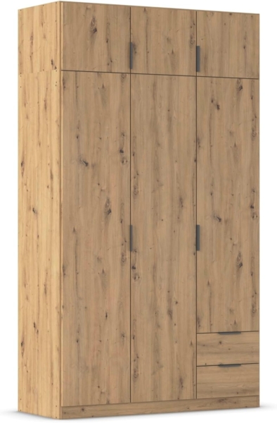 Rauch Möbel Lagoa, Kleiderschrank, Garderobe für Schlafzimmer, Kinderzimmer, Jugendzimmer 6-türig, 2 Schubladen, Farbe Eiche Artisan, Holz, Breite 136