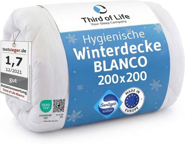 Bettdecke 200x200 cm BLANCO | Flauschige Schlaf-Decke mit Feuchtigkeitsmanagement & hoher Atmungsaktivität | Optimale Hygiene für Allergiker | Perfekte 4-Jahreszeiten Decke | Ganzjahresdecke 200x200