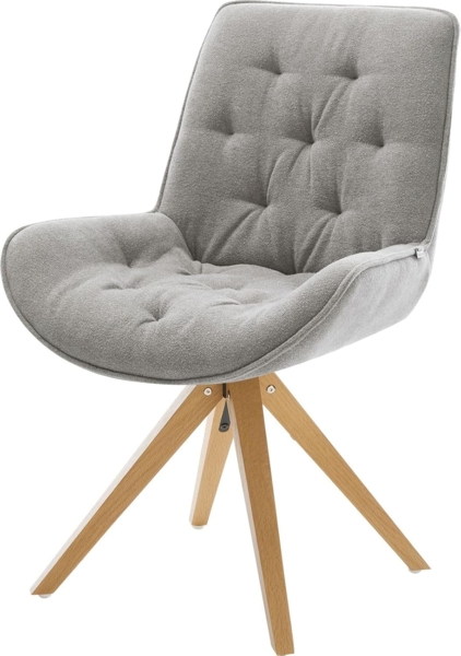 Drehstuhl Taimi-Flex Strukturstoff Soft Grau Holzgestell kantig Natur 180° drehbar