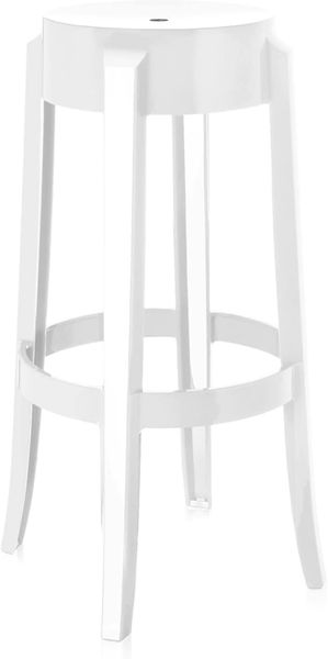 Kartell Charles Ghost, Hocker Large, H. 75 cm, Weiß, 2er-Satz