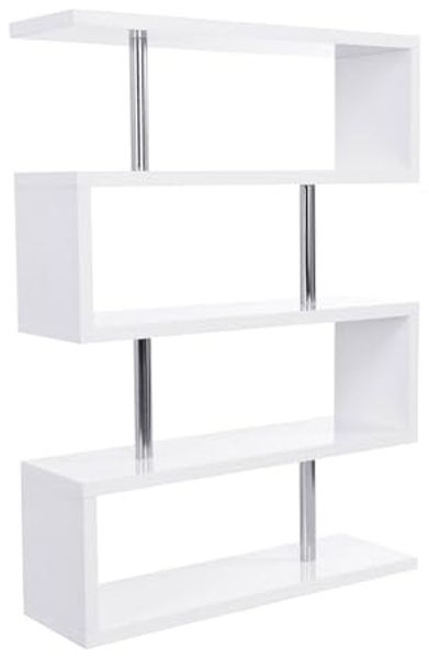 riess-ambiente Standregal SNAKE 165cm weiß / silber, Einzelartikel 1-tlg, Wohnzimmer · Holzwerkstoff · Metall · Raumteiler · Modern