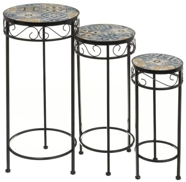 Set mit 3 Beistelltischen aus Metall in Schwarz