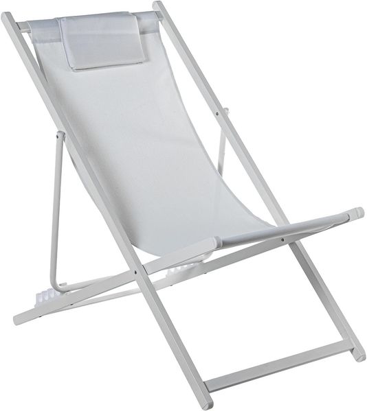 DRW Klappbare Hängematte aus Aluminium und Textilene mit 5 Positionen, weiß, 92 x 82 x 103 cm