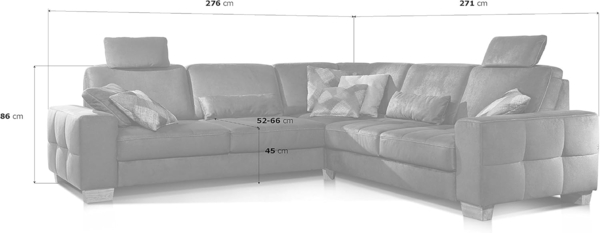 Cavadore Ecksofa Puccino mit Federkern, verstellbarer Rückenlehne und 2 Kopfstützen / Sofa gleichschenklig in L-Form im Landhaus-Design / 276 x 86 x 271 cm / Mikrofaser braun Bild 3