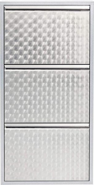 Kare 49273 Design Schuhschrank Caruso mit 3 Klappen, Silber/Metall, Schuhablage für 6 Paar Schuhe, 103 x 50 x 14 cm