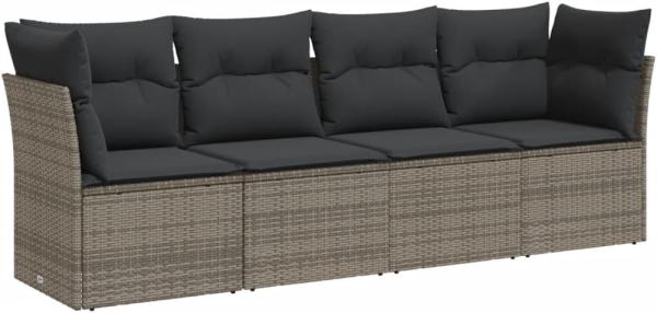 vidaXL 4-tlg. Garten-Sofagarnitur mit Kissen Grau Poly Rattan 3249069