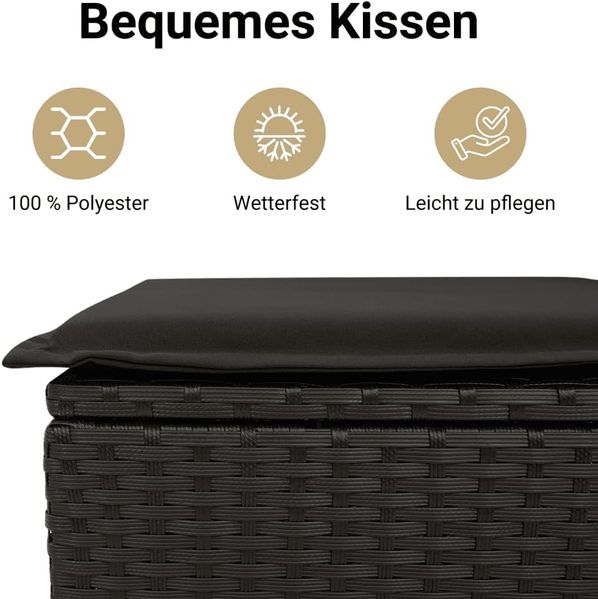 vidaXL 5-tlg. Garten-Sofagarnitur mit Kissen Schwarz Poly Rattan 3252422 Bild 5