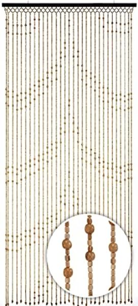 Kobolo Türvorhang Holzperlenvorhang Samara 90x200 (1 St), Ösen, transparent
