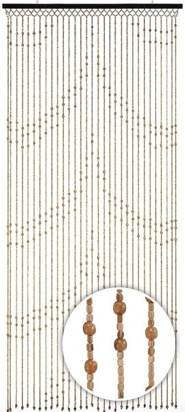 Kobolo Türvorhang Holzperlenvorhang Samara 90x200, Ösen (1 St), transparent