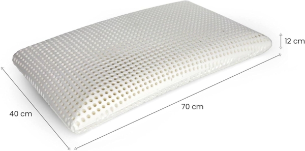 Talamo Italia Kissen für Bett, 100% Made in Italy, Ergonomisches "Seifen"-Kissen aus perforiertem Memory-Schaum, hypoallergen und atmungsaktiv, 70x40xh12 cm Bild 2