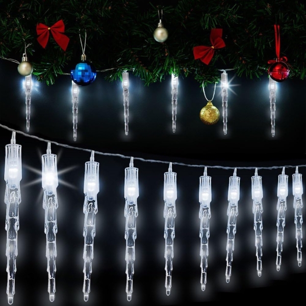 DEUBA® LED Lichterkette Eiszapfen Eisregen Innen Außen Weihnachtsbeleuchtung