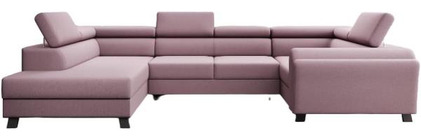 Designer Sofa Emilio mit Schlaf- und Klappfunktion Stoff Rosé Links