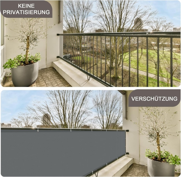 SUNNY GUARD Balkon Sichtschutz 75x600 cm Balkonverkleidung Balkonabdeckung Balkonumspannungen UV-Schutz Wind und wetterfest mit Kabelbinder,Anthrazit Bild 5