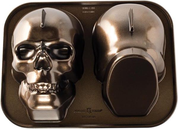 Nordic Ware - Kuchenform, Backform, Halloween Backform - Skull, Totenkopf, Schädel - Aluguss