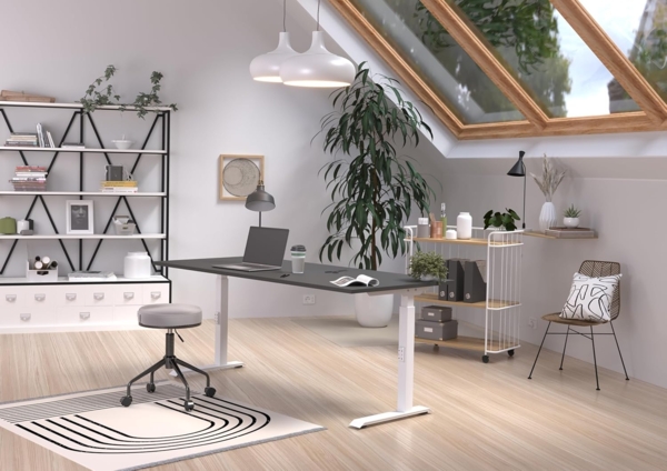 Germania Schreibtisch 7912-569, in Graphit/Weiß, me. höheneinst, 180 x 91 x 80 cm (BxHxT) Bild 2