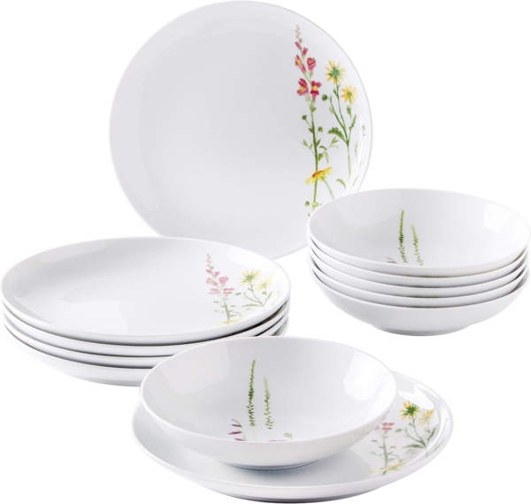 KAHLA Tafelservice Wildblume (12-tlg), 6 Personen, Porzellan, Made in Germany