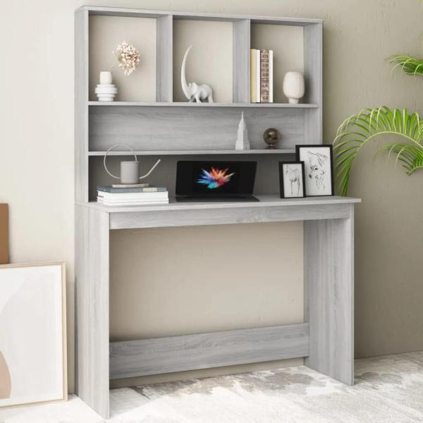 Schreibtisch mit Regal Grau Sonoma 110 x 45 x 157 cm Holzwerkstoff