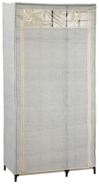 MSV Stoffschrank Stoffkleiderschrank Textil Faltschrank, atmungsaktiver Vliesstoff, grau, 90 x 45 x 178 cm