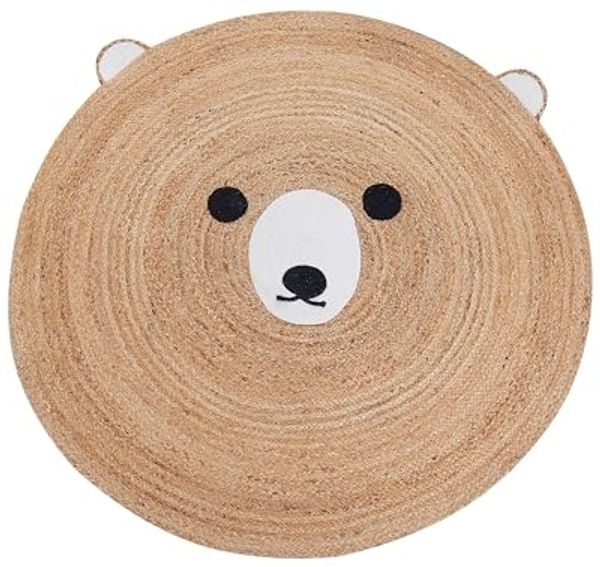 Jute Kinderteppich Bär ⌀ 120 cm Beige KOSALAR