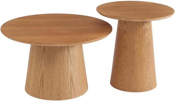 Vente-unique - Couchtisch-Set - Eichenfurnier - Holzfarben hell - PIARI