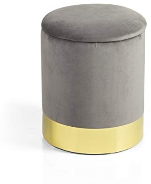 Baroni Home Hocker mit Stauraum, Samt, goldenband, 31X31X39 cm - Taupe