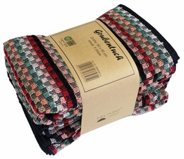 Delindo Lifestyle Handtuch Frottier Grubentuch, 50x90 cm, Frottier (5-St), Multicolor kariert aus Baumwolle