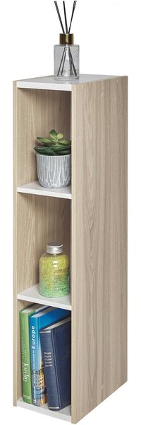 Marke Amazon– Movian, Aufbewahrungseinheit/Bücherregal/Akzentschrank aus Holz mit 3 Böden,Modular, Wohnzimmer, Schlafzimmer, Büro – Space Saving Shelf UB-9020 – Helle Eiche & Weiß