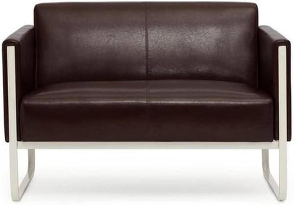 hjh OFFICE Lounge-Sofa 2-Sitzer Aruba Kunstleder Polstersofa Couch modern mit Metallgestell, 111 x 78 x 71 cm, Braun